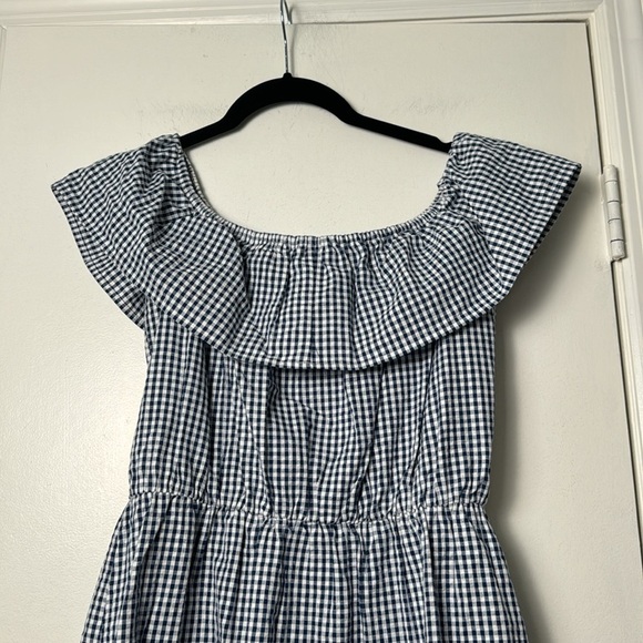 Lovers + Friends Blue Gingham Off the Shoulder Mini Dress Size Small Fit n Flare - Picture 8 of 8